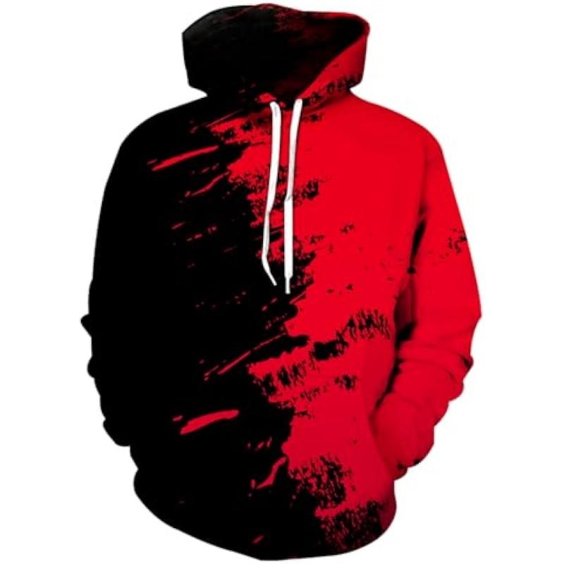 Men's Hoodies 3D Novelty Pullover Sweatshirt, Xmas Men Women Teen Boy Gifts, Black White Galaxy Print Flag