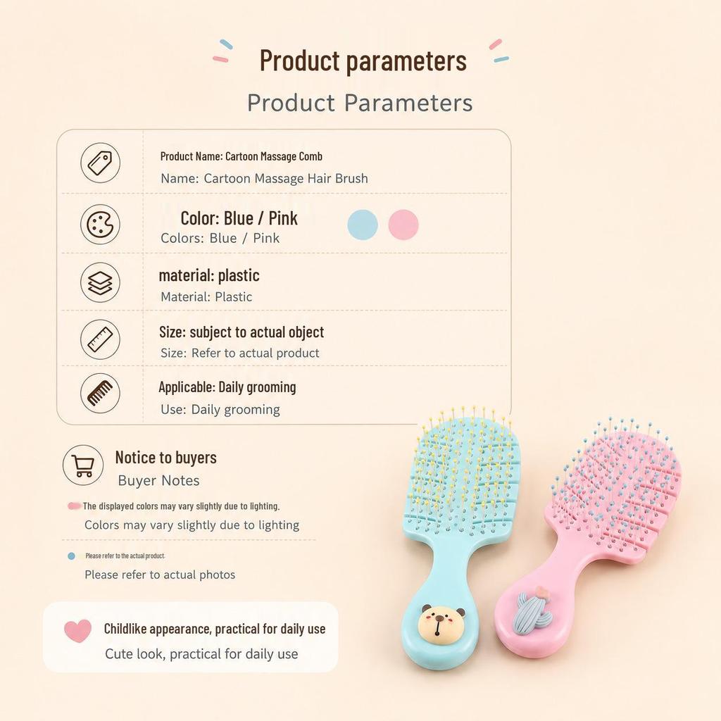 Creative Cartoon Rib Comb: Cute Child's Massage & Styling Hair Comb - Ideal Gift for Kids