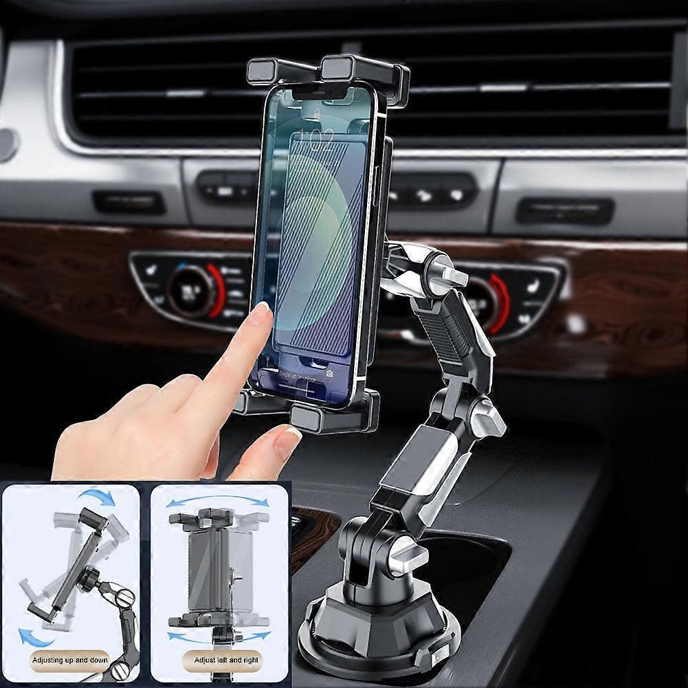 Car Cup Holder Tablet & Phone Mount, Universal Stand With Adjustable Long Arm