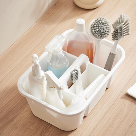 Storage Box, Large Capacity Cleaning Organizer, with Ergonomic Handle Multi-Compartment Design, for Bathroom Kitchen And Household Supplies