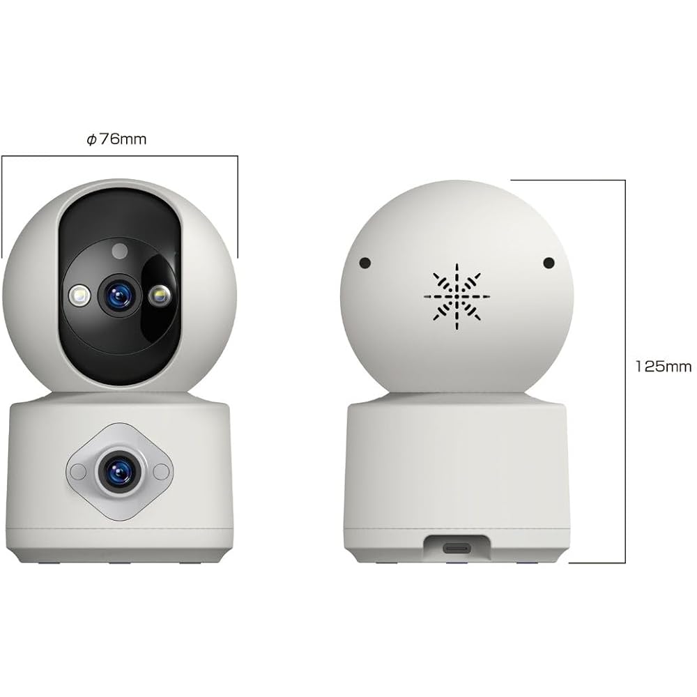 Kashimura Smart Camera, Dual Lens/Pan/Swivel, Automatic Tracking, Full HD, Smartphone Remote Control, Recording, Two-Way Audio, Motion Detection, Infr