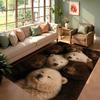 Cute Bear Family Rug Multicolor Bears Wildflowers Foliage Print Non-Slip Large Carpet Rustic Themed Floor Mat for Living Room