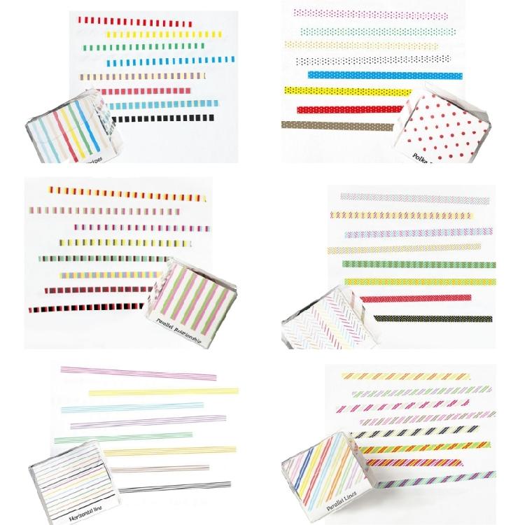 8Rolls Decorative Paper Tapes 3mmX5m Dot Striped Pattern Adhesive Tape For ScrapbookingJournal Planner Photo Album