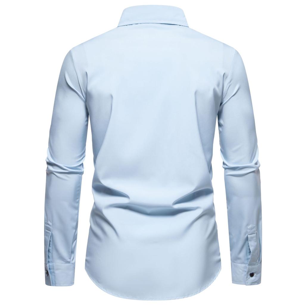 Printemps automne bleu rouge hommes chemises hommes blanc noir haut revers manches courtes couleur unie chemise