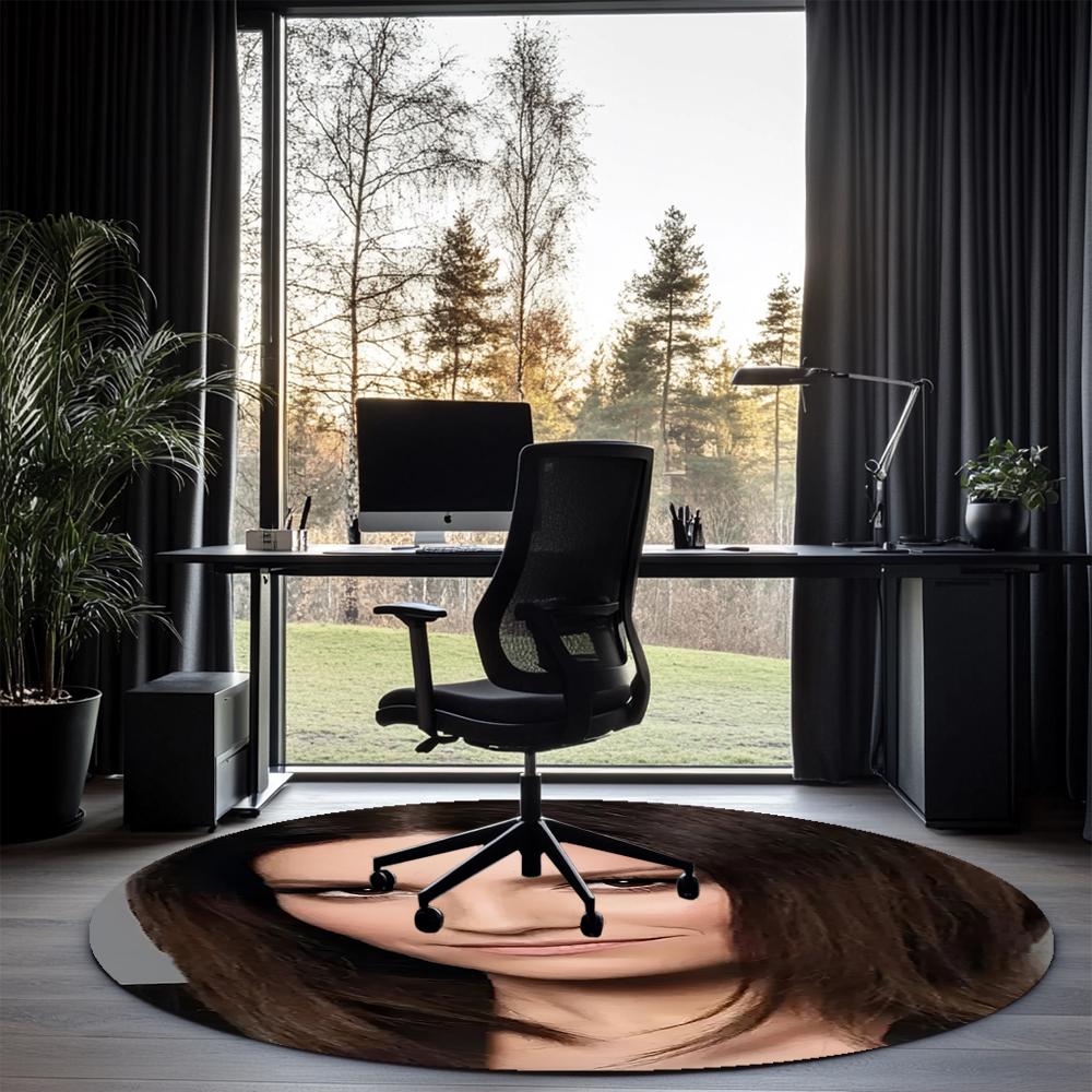 Laura Pausini Printed Round Rug Carpet Chair Rug Area Rug Entryway Doormats,for Office Chair Living Room Bedroom Kitchen Room.