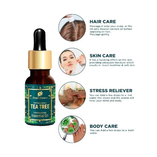 REGAL ESSENCE Tea Tree Oil | Tea Tree Essential Oil For Healthy Skin, Face, Hair & Acne Care | Natural and Undiluted - 15 Ml