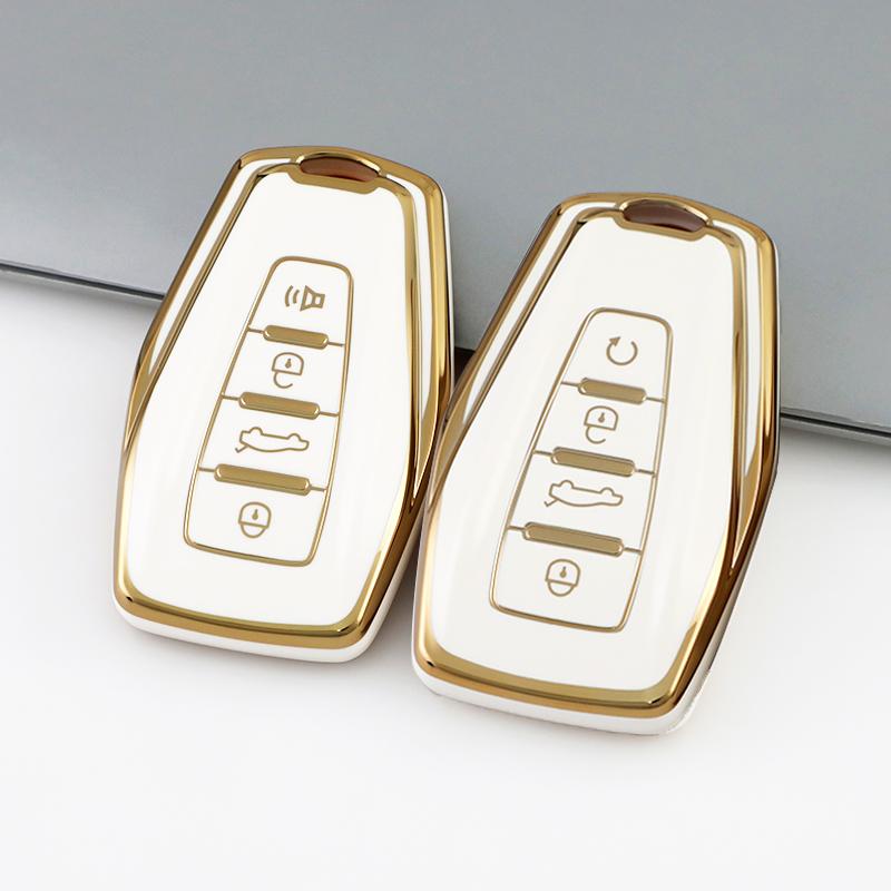 Gold Edge Fashion TPU Auto Shell Holder Bag For Geely Coolray Atlas Boyue NL3 Emgrand X7 EX7 SUV GT GC9 Borui Car Key Cover Case