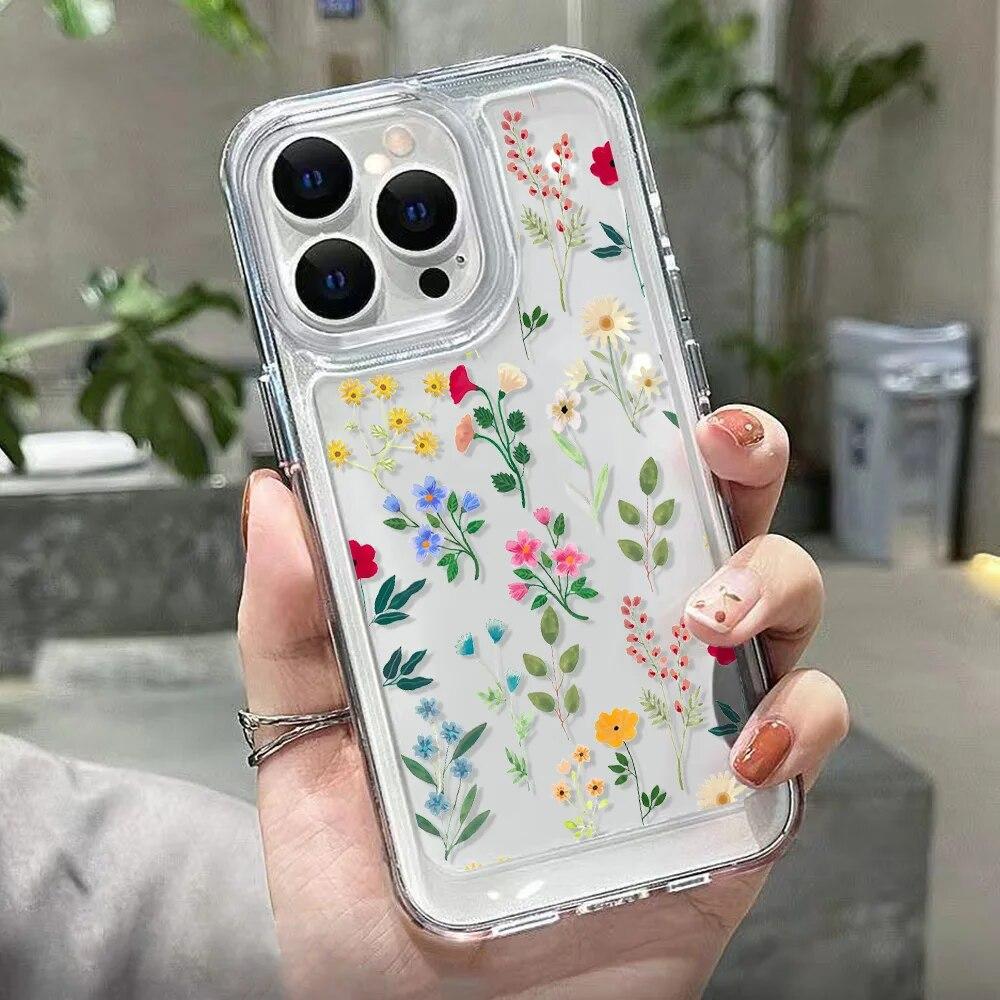 INS Oil Painting Flower Phone Cases For iPhone 11 Case iPhone 13 12 15 14 Pro Max XS X XR 7 8 Plus SE 2020 Soft Silicone Cover