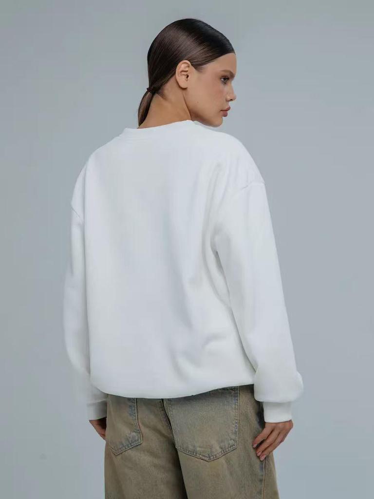 Retro Trendy European & American Style Thickened Round Neck Sweatshirt for Autumn/Winter