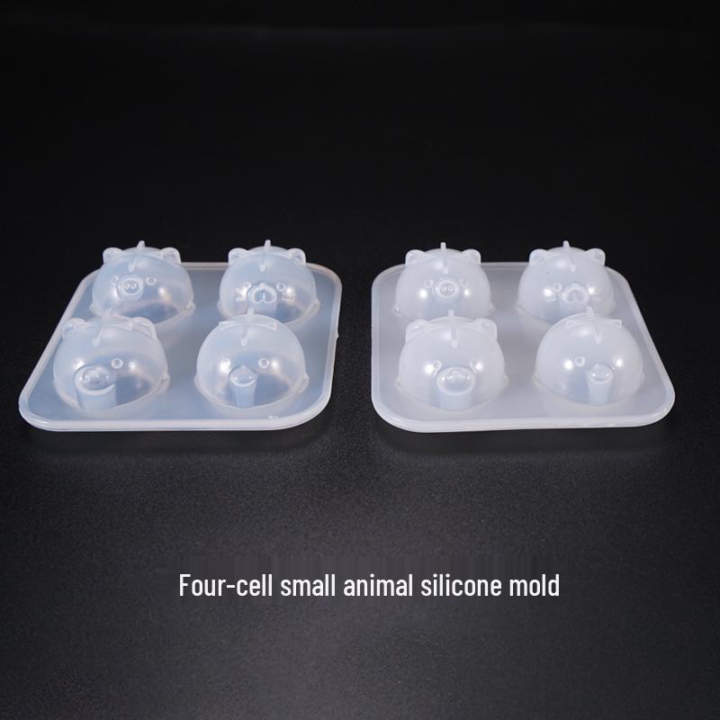 Poppy DIY Crystal Resin Mold - Four-Grid Animal Silicone Mold for Piglet & Chick Pendants Matte Four-Grid Small Animal Silicone Mold