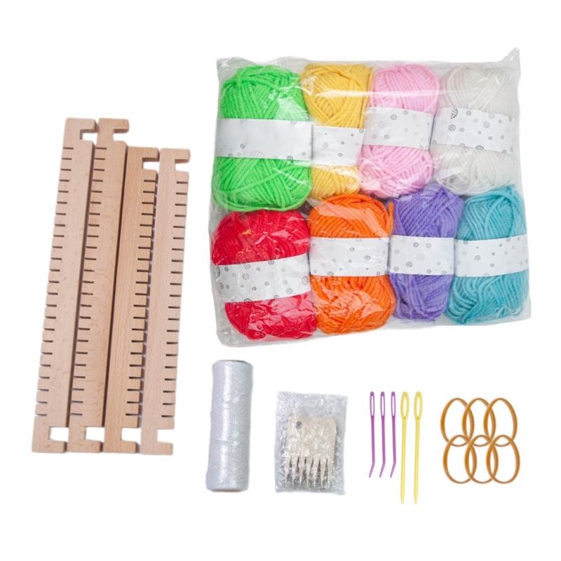 

3 in 1 Wood Loomed Weaving Loomed Kits Hand Knitting Machine Weaving Toy Practical Frame Loomed 28x25cm for Starter