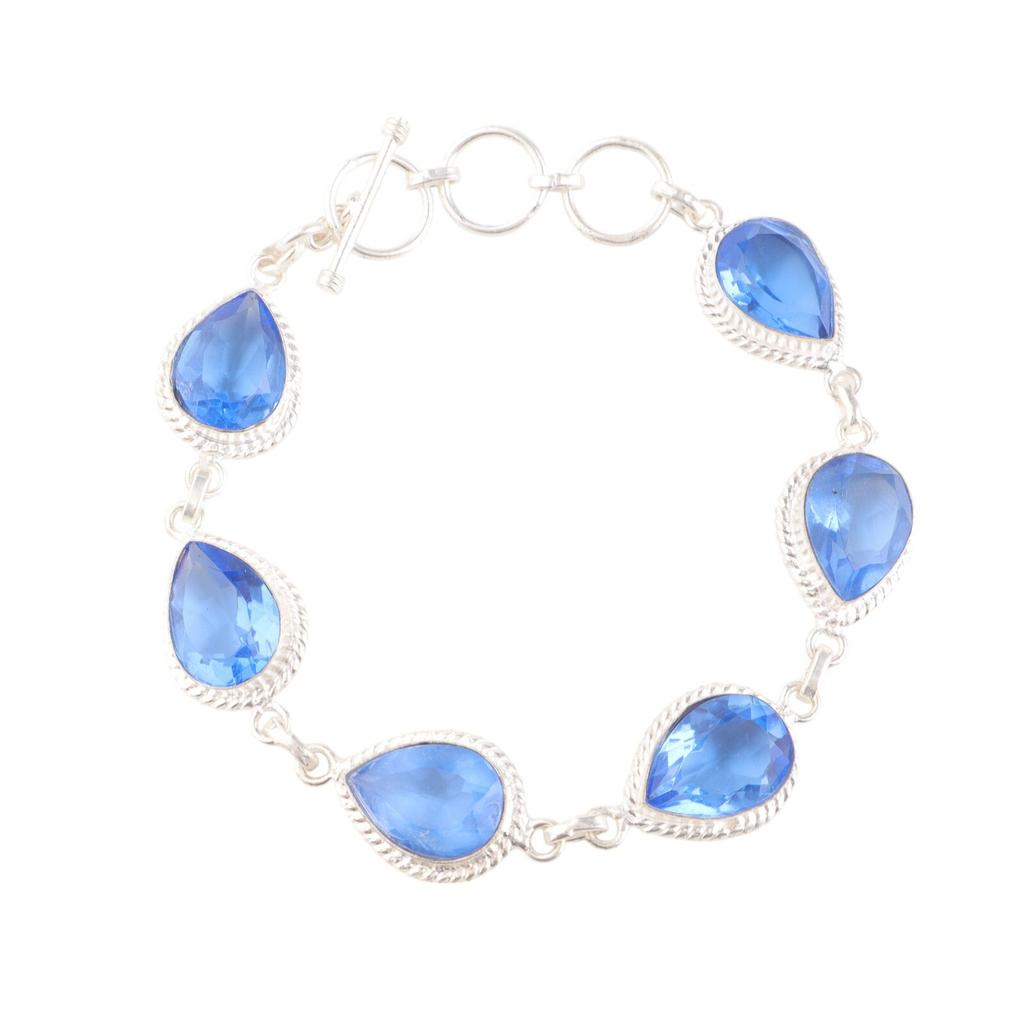 Tanzanite Gemstone 925 Sterling Silver Handcrafted Bracelet Jewelry Gift For Her RB-15-4