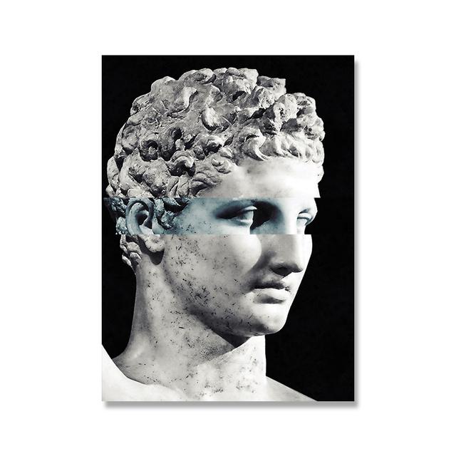 Schwarz-weiße Marmorskulptur, Kunstdrucke, Crying David, Leinwand, klassische Malerei, Wandposter, Bild für Heimdekoration, kein Rahmen