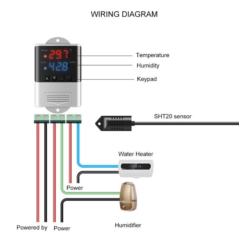Professional Thermometer Hygrometer 20~60°C/0~100%RH Temperature & Humidity Controller Suitable for Incubator Greenhouse
