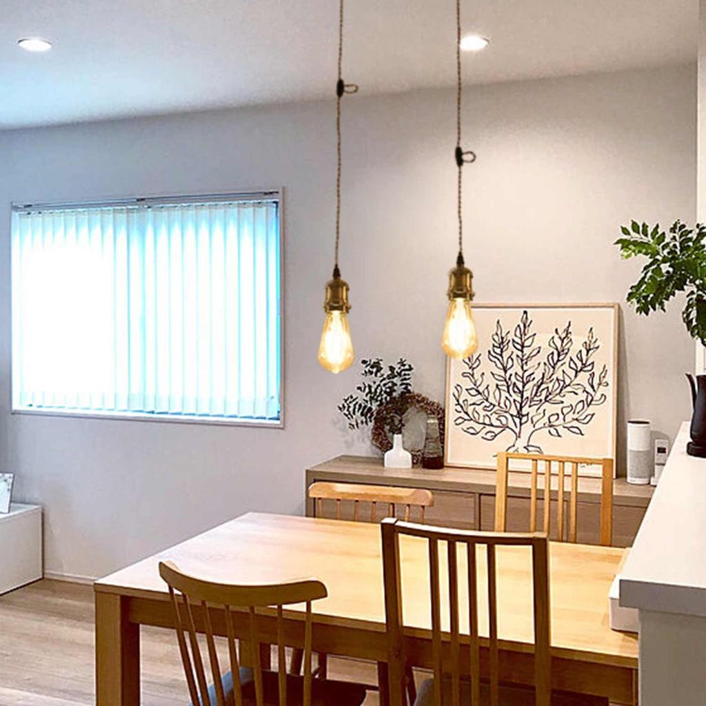 LVWIT Pendant Light, E26 Base, LED Bulb Included, for Ceiling Hook Mount, Edison Bulb Equivalent To 60W, Adjustable Height Up To 100cm, 1 Light Set