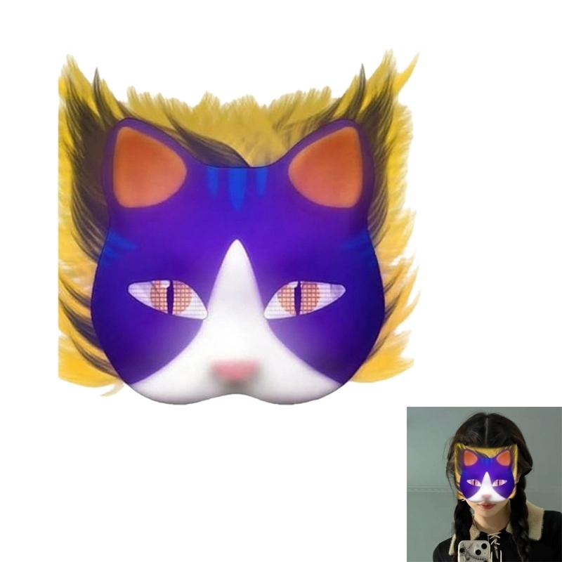 Therians Mask Set Furs,Eye Mesh,Felts Sheet DIY Foxes Cats Mask To Paint Furry Animal Mask Gear for Halloween Cosplay