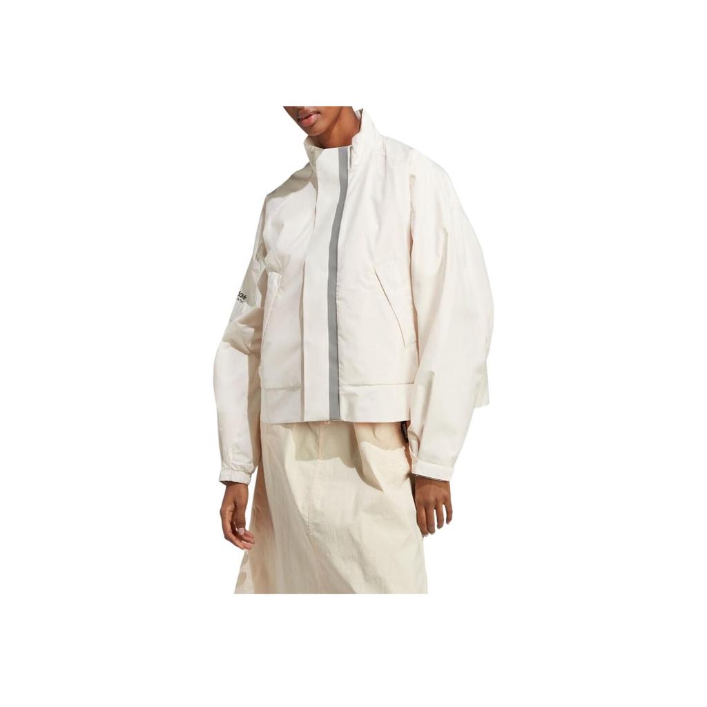 adidas Originals Trifoglio Solido Collo Alto Zip Intera Giacca Maniche Lunghe Donna Giacche Bianco IC5446