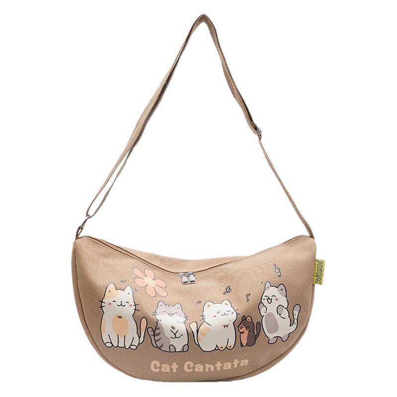 Canvas bag large capacity new student dumpling bag niche casual versatile bag messenger bag female