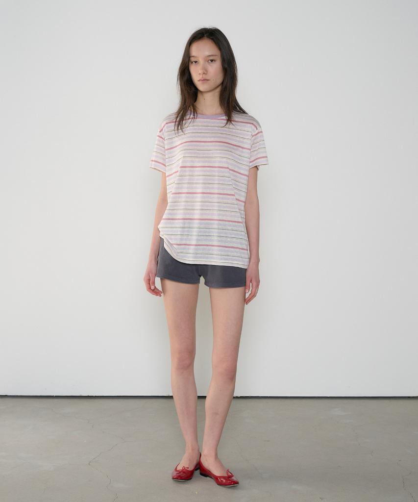 Jeonggamseutyudio Rayon Blend Stripe Tee_3 Color