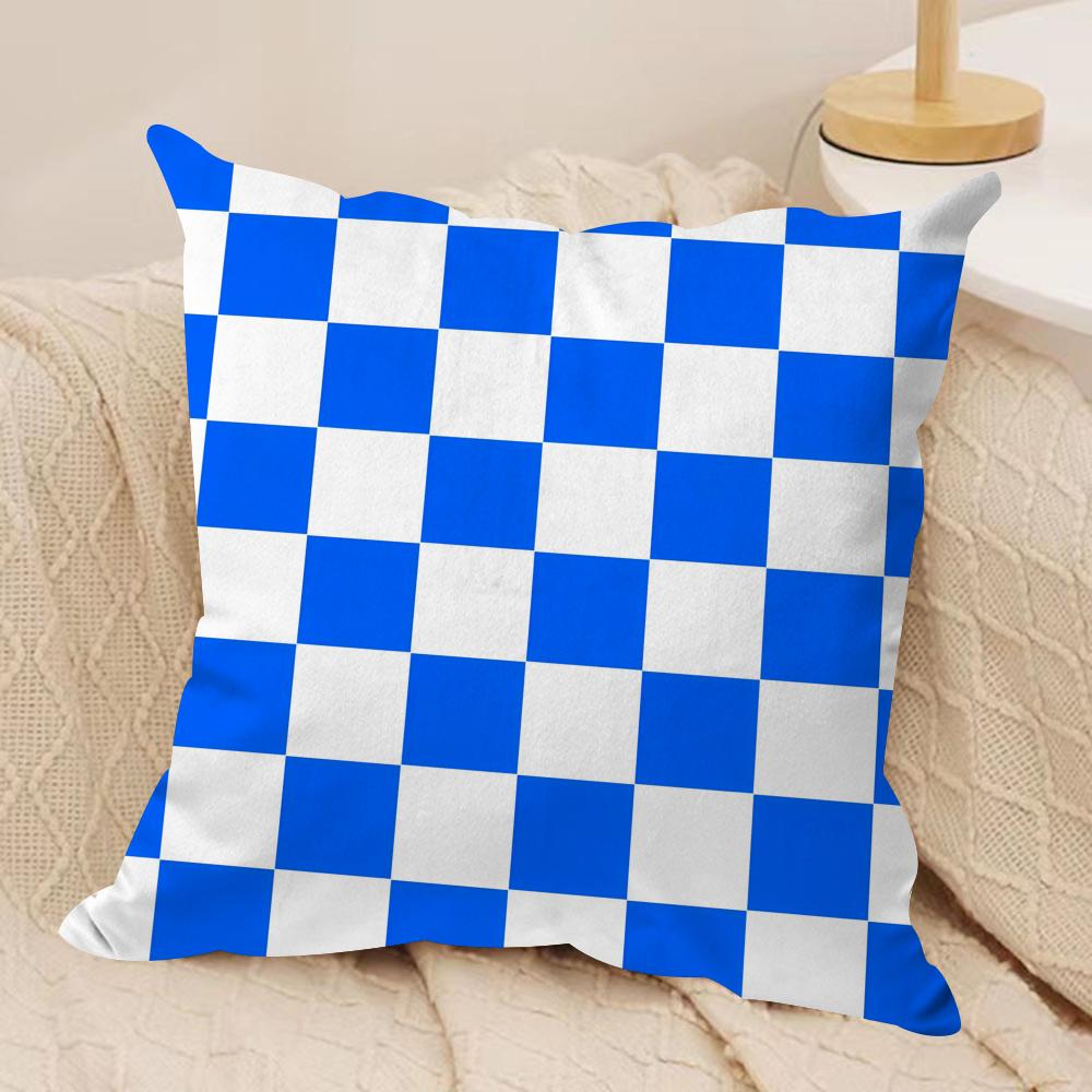 Classic Checkered Square Cushion Cover Pillowcase Ultra Soft Skin Friendly Fabric Cloud Like Comfort  Concealed Zipper