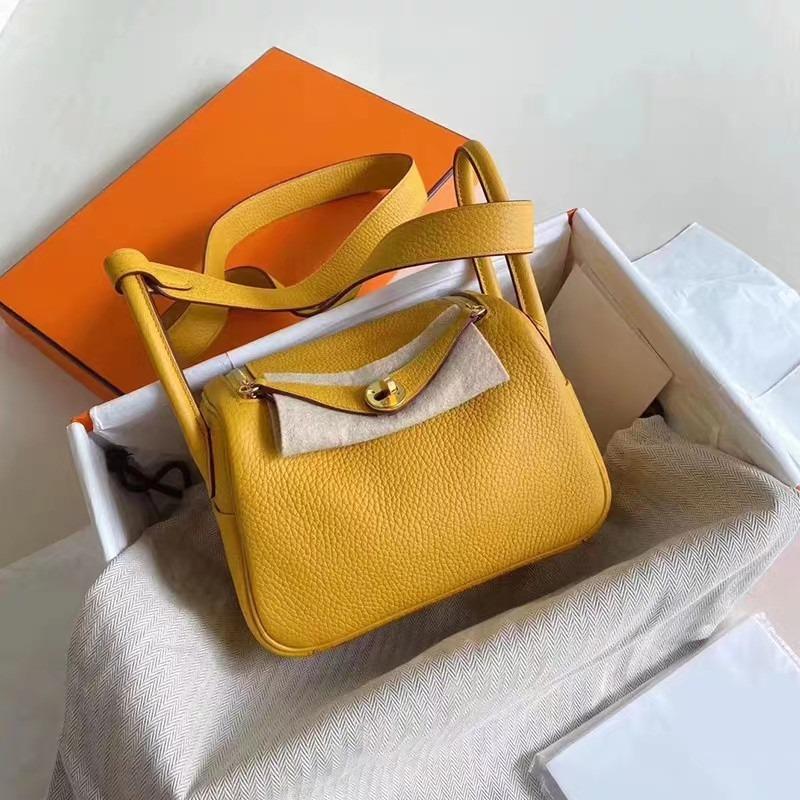 New Lindy bag lychee pattern first layer cowhide single shoulder oblique span portable locomotive bag doctor bag