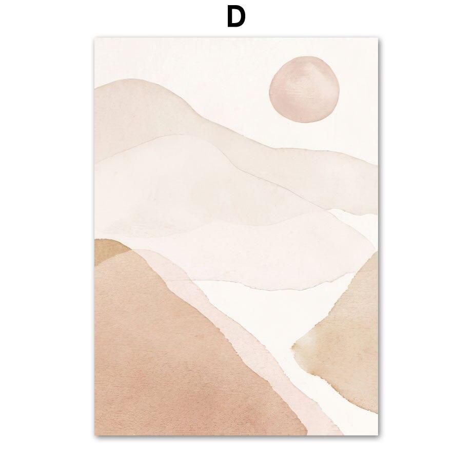 Beige Abstract Geometric Shapes Canvas Painting Wall Art Boho Watercolor Nordic Posters Print Wall Pictures Living Room Decor