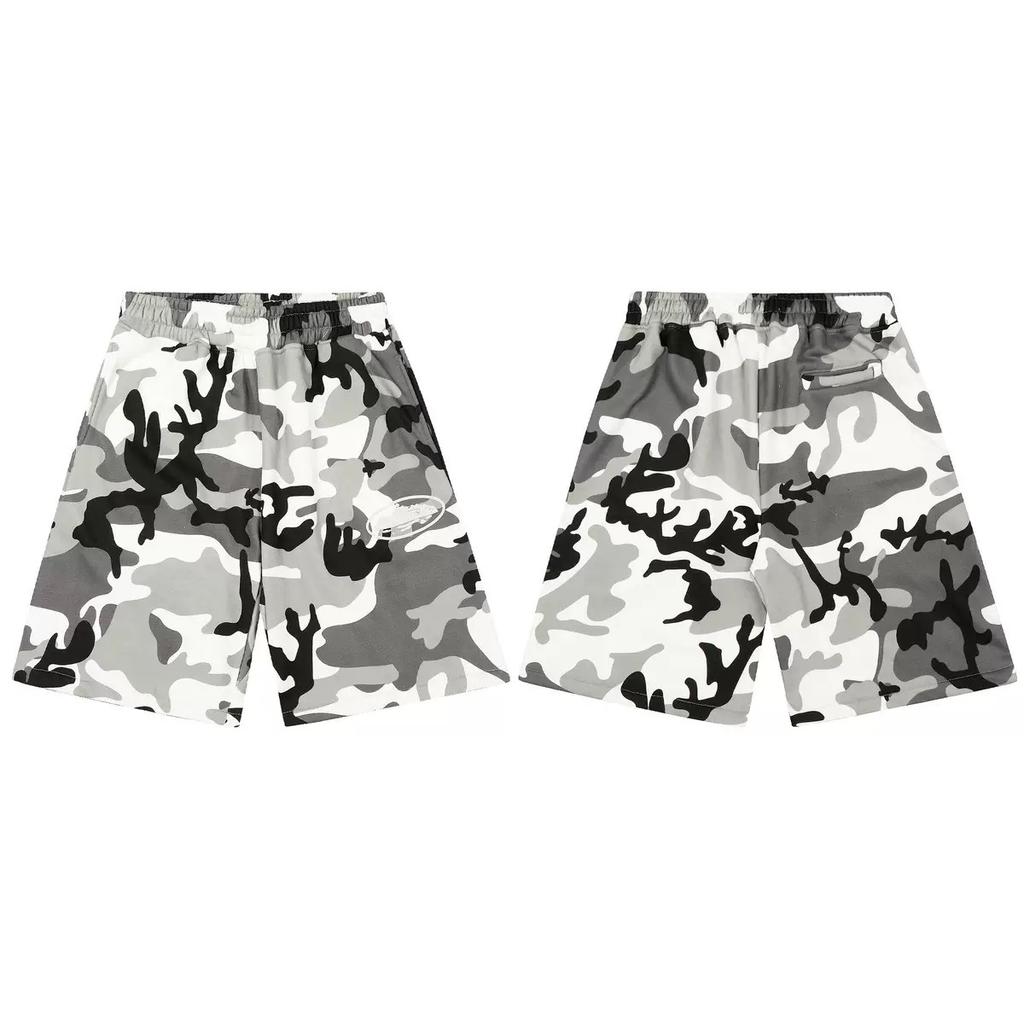 FlowStreet Camouflage Cargo Shorts for Men Wide Leg Baggy Hip Hop Short