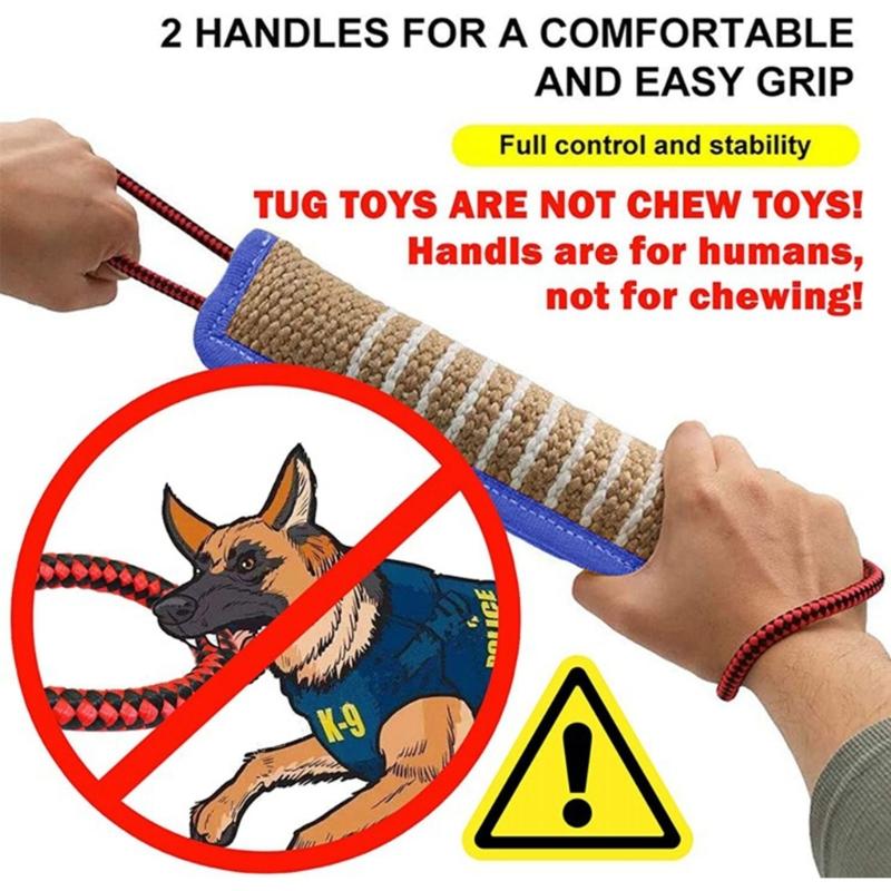 Dog Molar Toy For Dog Tossing Toy with 2 Handles Aggressive Chewer Reflective Pillow Chew Toy