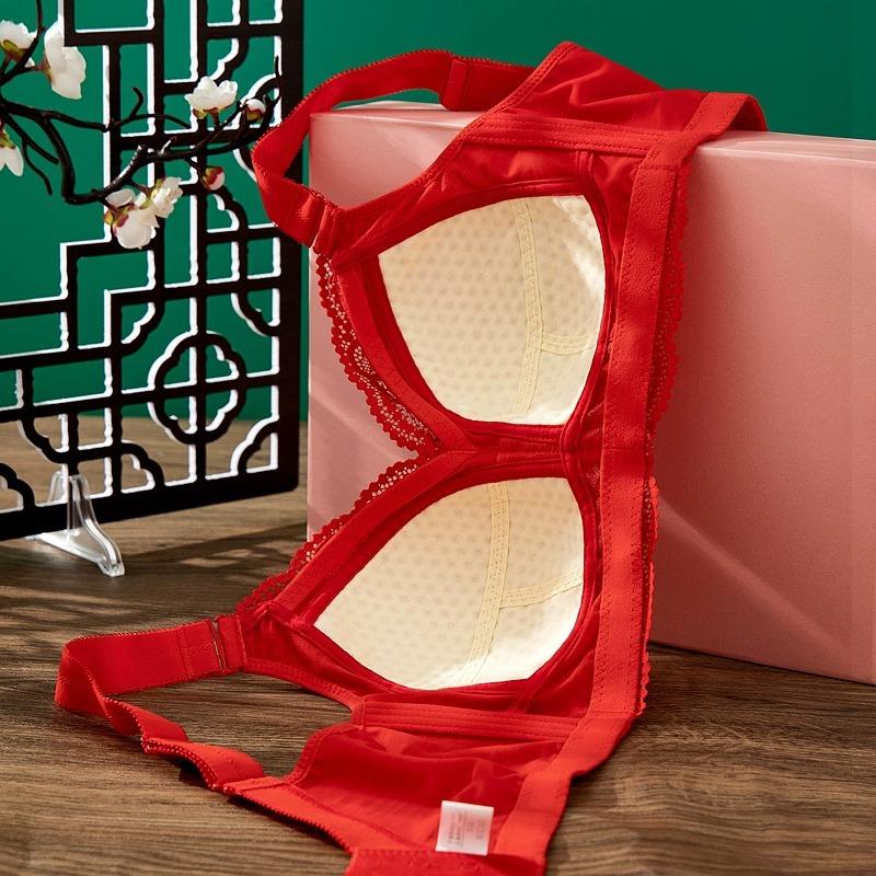 Unterwäsche Damen Vollschalen-BH Dünne BH-Kollektion Seitenbrüste Großer BH