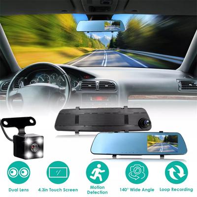 Mirror Dashcam Full Hd Cycle Recording Car Dvr Dash Camera 4.3 Inch Car Electronics Rear View Dual Lens 1080P&480P