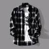 Check Shirts Men Plaid Shirt Coat Lapel Single-breasted Autumn Shirt Jacket Oversized Shirts Chic Male Casual Long Sleeves Shirt
