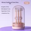 3Pcs Parent-friendly Silicone Baby Toothbrush Kit with Non-slip Wash Cup Gentle Tongue Moss Cleaner for Infant Care