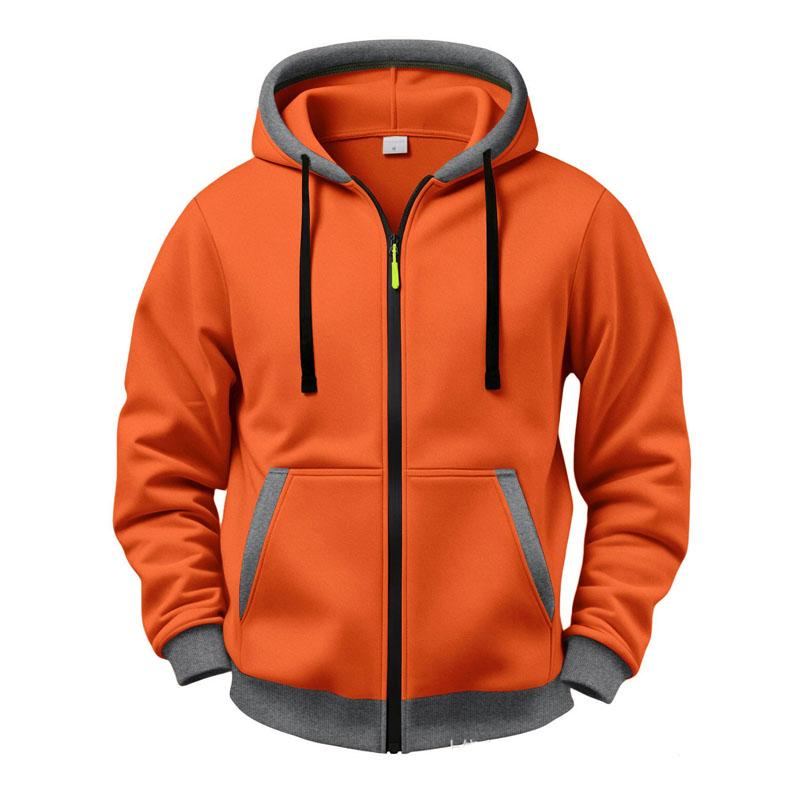 Men Zip Up Hoodie Fleece Lined Hooded Sweatshirt Casual Long Sleeve Full Zipper Hoodies Solid Color Loose Fit Outerwear Streetwear Hooded Jacket