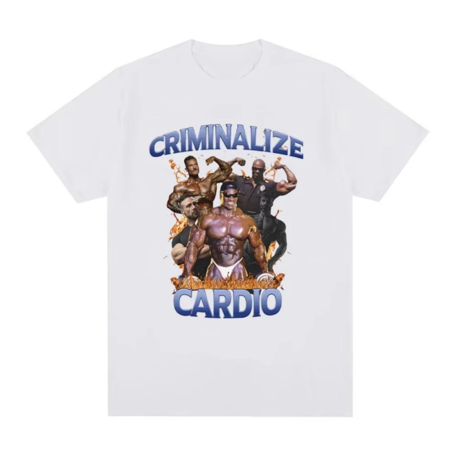 

Criminalize Cardio Meme Graphic T Shirt Gym Fitness Vintage Short Sleeve T-shirt Men Fashion Hip Hop Cotton Oversized T-shirts XXXXXL чорний
