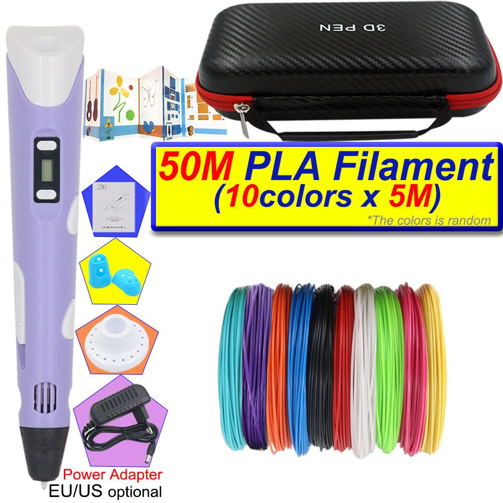 3D Printing Pen Set for Kids with LCD Display Power Adapter Storage Box and 200M PLA Filament Birthday Christmas Gift