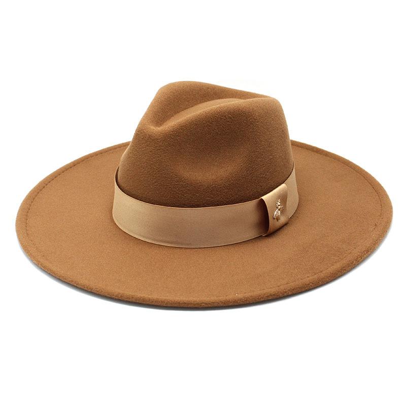 Pălărie înaltă de lână cu boruri largi pentru bărbați și femei, pălărie de jazz, simplă britanică, inimă de piersică, pălărie înaltă concavă convexă din fetru