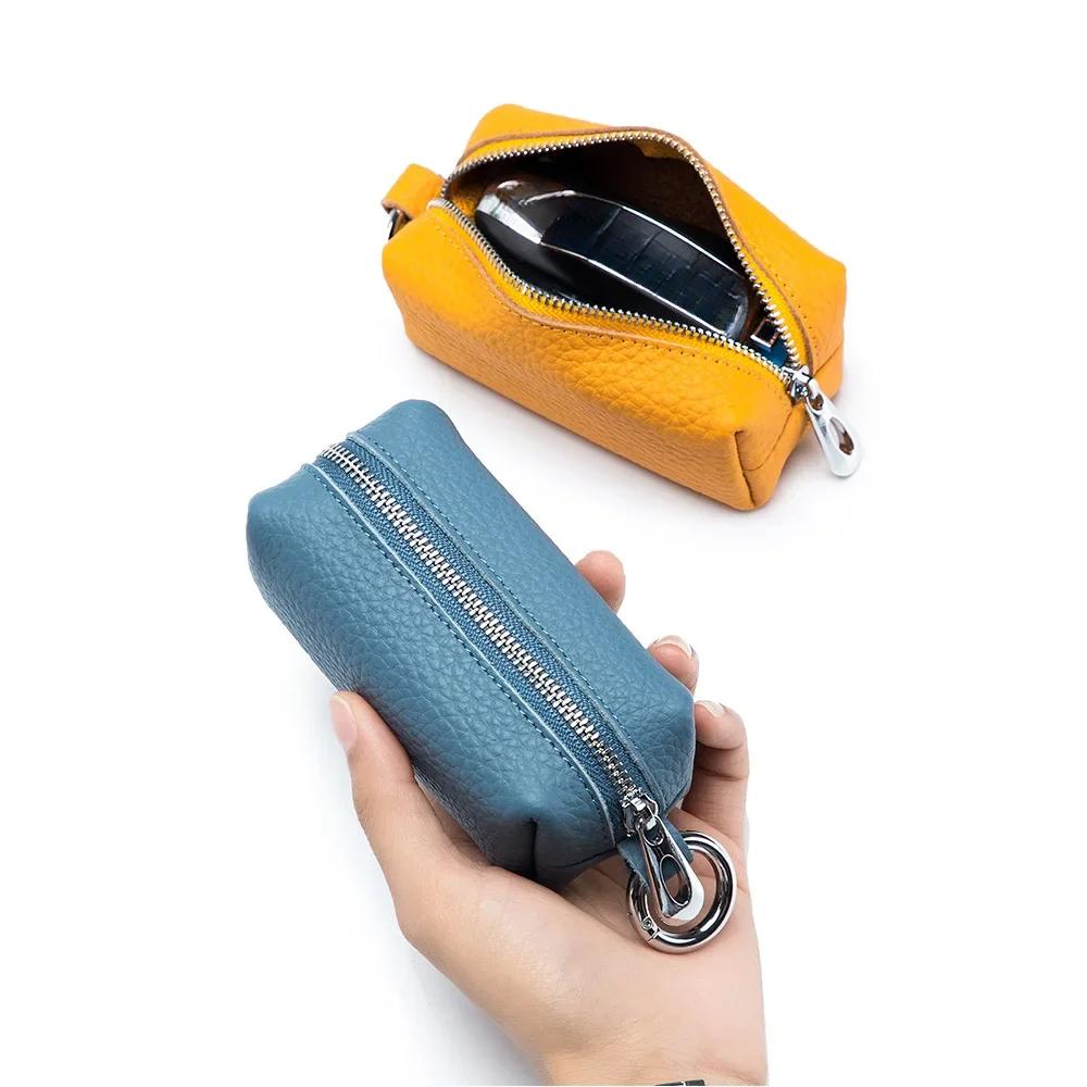 Genuine Leather Key Bag for Women Men Large Capacity Key Wallets Keychain Coin Purse Zipper Coin Pouch Cute Purse Lipstick Bag