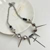 Punk Metall Dorn Nieten Choker Halskette für Männer Frauen Gothic Hip Hop Doppellagige Schlüsselbeinkette Halskette Y2K Schmuck Accessoires