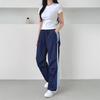 New Arrivals Open Run Women Color Block Anorak Snap Button String Pants