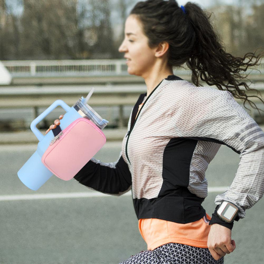Water Bottle Pouch Diving Fabric Portable Bag Water Bottle Wallet Water Bottle Caddy With Dual Zipper For Phone Keys Card