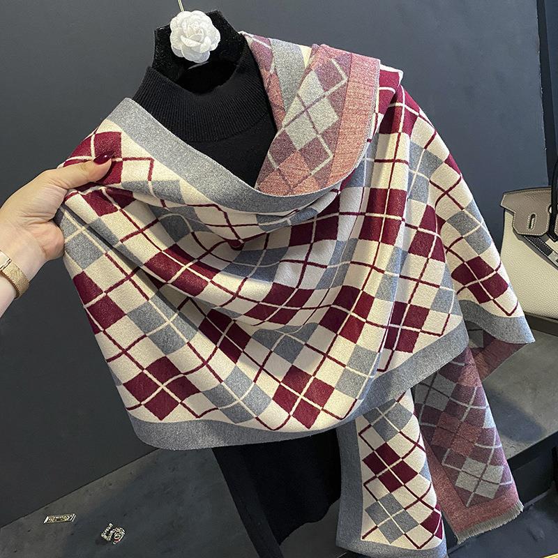 Imitation cashmere scarf women's autumn and winter new Tianzige thickened warm dual-purpose scarf shawl