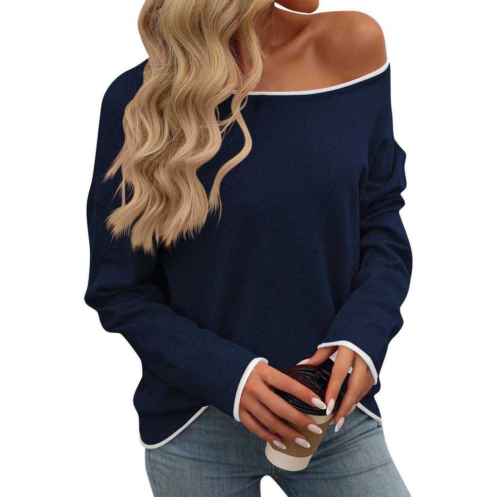 Women's Solid Color Pullover Round Neck Jump Color Core Yarn Long Sleeve Sweater Knit Sweater