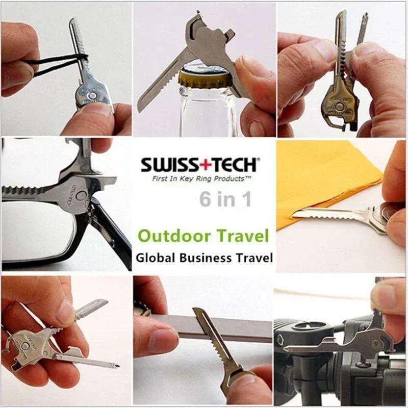 6 In 1 Nützliches Multifunktionsmesser Praktischer Tech-Schlüssel Outdoor Schraubenzieher Flaschenöffner Schlüsselanhänger Camping Wanderwerkzeuge