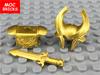 MOC Bricks DIY Painted Gold Armor Helmet Sword 4cm Figure Educational Building Blocks PG1124 Toy Kids Gifts