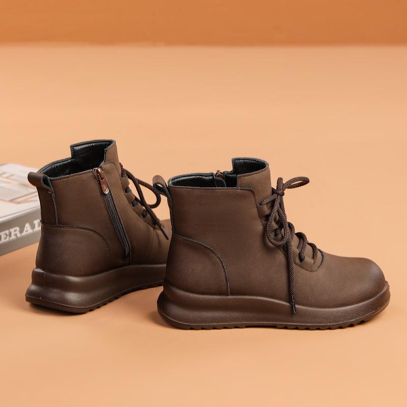 2025 Vinter Ekte Skinnsko Kvinner Snøstøvler Tykk Såle 3cm Varm Plysj Merke Damer Ankelstøvletter Pluss Størrelse 41