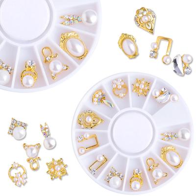 12 Stücke Rad 3D Legierung Perle Rhinstone Zirkon Nagel Ornament Nail art Dekoration Nagel Zubehör
