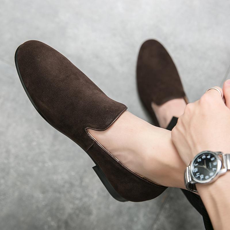 Fashion Business Men Le Fu Shoes Men One Step Comfortable Fashion Brand Small Leather Shoes British Gentleman Social Shoes Size 38-47