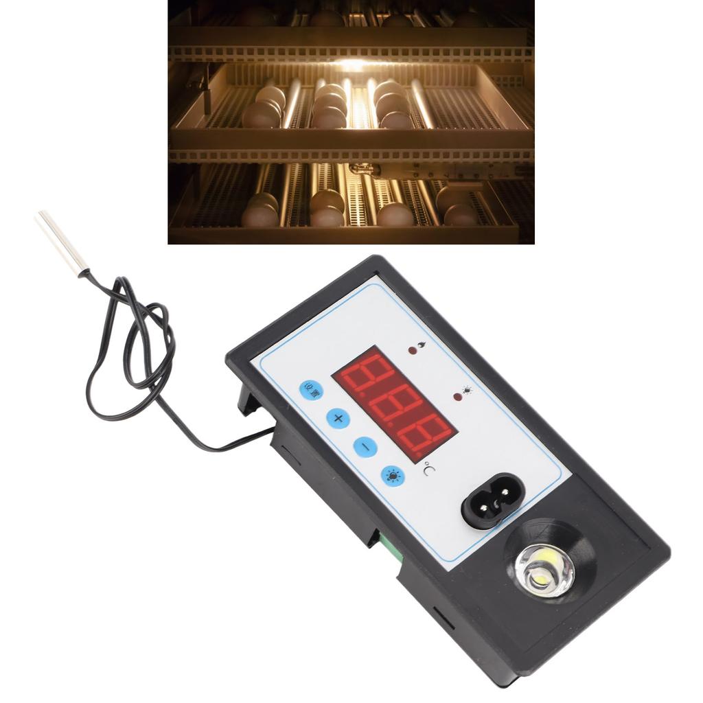 Thermostat Hatcher d'Œufs Numérique Ego, Machine à Couver Automatique Intelligente en ABS Contrôleur de Température avec Lumière et Cordon d'Alimentation pour l'Incubation