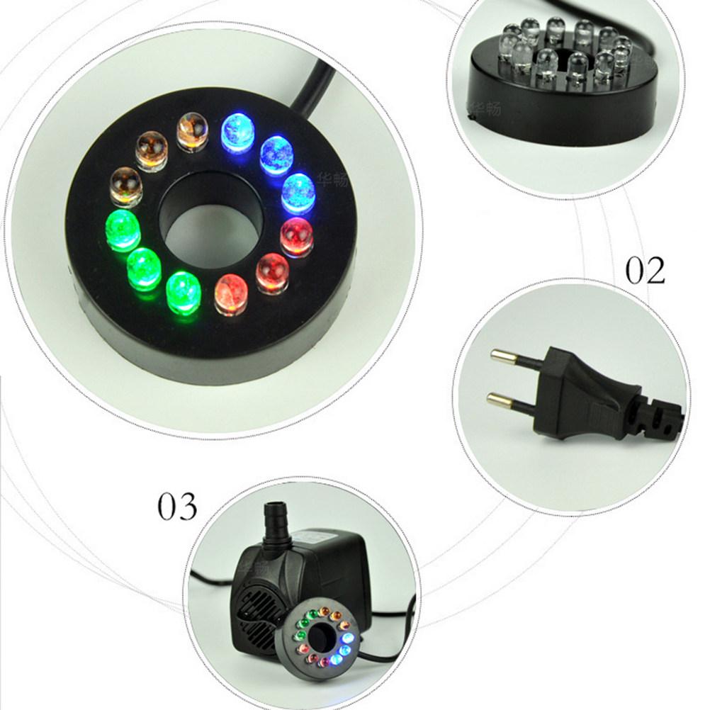 Powerful 25W Submersible Circulation Water Pump Low Noise Adjustable Flow LED Light for Fountains Aquarium Ponds