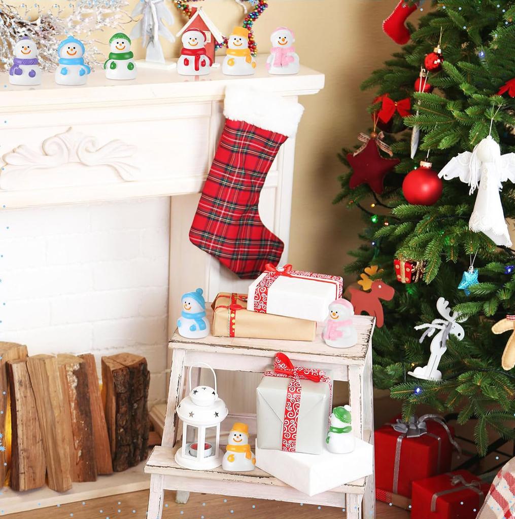 5/10Pcs Mini Resin Snowman Figurines Christmas Xmas Ornaments For Diy Fairy Garden Home Tree Decor Holiday Gift